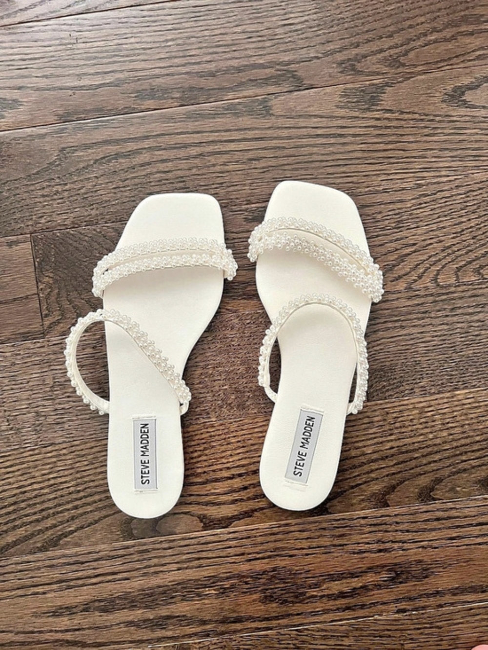 Steve Madden Tahiti Embellished Flat Sandals in White